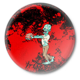 Значок с принтом Зомби (парные) в Екатеринбурге,  металл | круглая форма, металлическая застежка в виде булавки | Тематика изображения на принте: 
