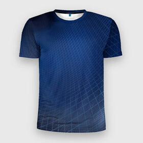 Мужская футболка 3D спортивная с принтом Сеть в Екатеринбурге, 100% полиэстер с улучшенными характеристиками | приталенный силуэт, круглая горловина, широкие плечи, сужается к линии бедра | blue | net | web | квадраты | клетка | паутина | сетка | сеть | синий