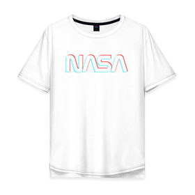 Мужская футболка хлопок Oversize с принтом NASA GLITCH в Екатеринбурге, 100% хлопок | свободный крой, круглый ворот, “спинка” длиннее передней части | galaxy | nasa | space | space company | star | астрономия | галактика | звезды | космическая компания | космос | наса