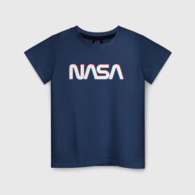 Детская футболка хлопок с принтом NASA GLITCH в Екатеринбурге, 100% хлопок | круглый вырез горловины, полуприлегающий силуэт, длина до линии бедер | galaxy | nasa | space | space company | star | астрономия | галактика | звезды | космическая компания | космос | наса