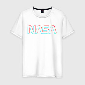 Мужская футболка хлопок с принтом NASA GLITCH в Екатеринбурге, 100% хлопок | прямой крой, круглый вырез горловины, длина до линии бедер, слегка спущенное плечо. | galaxy | nasa | space | space company | star | астрономия | галактика | звезды | космическая компания | космос | наса