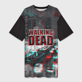 Платье-футболка 3D с принтом the walking dead glitch в Екатеринбурге,  |  | Тематика изображения на принте: glitch | the walking dead | апокалипсис | глитч | зомби | помехи | ходячие мертвецы