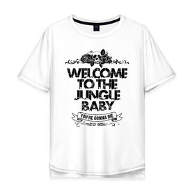 Мужская футболка хлопок Oversize с принтом Welcome to the Jungle в Екатеринбурге, 100% хлопок | свободный крой, круглый ворот, “спинка” длиннее передней части | Тематика изображения на принте: 80s | 80е | axl | duff | guns n roses | rock | slash