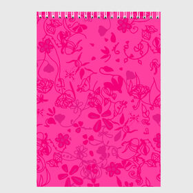 Скетчбук с принтом Романтика в Екатеринбурге, 100% бумага
 | 48 листов, плотность листов — 100 г/м2, плотность картонной обложки — 250 г/м2. Листы скреплены сверху удобной пружинной спиралью | нежный | розовый | узоры | цветы