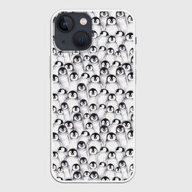Чехол для iPhone 13 mini с принтом Пингвинчики в Екатеринбурге,  |  | животные | лапочка | милый | мимими | паттерн | пингвин | северный полюс