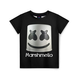 Детская футболка 3D с принтом Marshmello в Екатеринбурге, 100% гипоаллергенный полиэфир | прямой крой, круглый вырез горловины, длина до линии бедер, чуть спущенное плечо, ткань немного тянется | Тематика изображения на принте: marshmello | диджей | клуб | клубная музыка | маршмеллоу | маршмэлло | маршмэллоу | музыка | электронная
