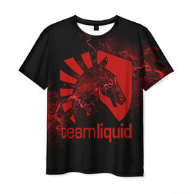 Мужская футболка 3D с принтом Team Liquid в Екатеринбурге, 100% полиэфир | прямой крой, круглый вырез горловины, длина до линии бедер | dota | liquid | team | the international | дота | игры | кибер | ликвид | спорт | тим