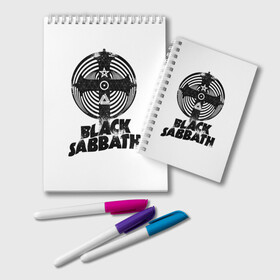 Блокнот с принтом Black Sabbath в Екатеринбурге, 100% бумага | 48 листов, плотность листов — 60 г/м2, плотность картонной обложки — 250 г/м2. Листы скреплены удобной пружинной спиралью. Цвет линий — светло-серый
 | black sabbath | hard rock | heavy metal | блэк сабат | группы | метал | музыка | оззи осборн | рок | хард рок | хэви метал