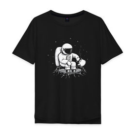 Мужская футболка хлопок Oversize с принтом Как Согреться на Луне в Екатеринбурге, 100% хлопок | свободный крой, круглый ворот, “спинка” длиннее передней части | астронавт | вселенная | звезды | космонавт | космос | луна | планета | простуда | юмор