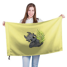 Флаг 3D с принтом ночная фурия в Екатеринбурге, 100% полиэстер | плотность ткани — 95 г/м2, размер — 67 х 109 см. Принт наносится с одной стороны | night fury | беззубик | дракон | как приручить дракона | ночная фурия