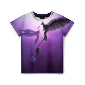 Детская футболка 3D с принтом как приручить дракона в Екатеринбурге, 100% гипоаллергенный полиэфир | прямой крой, круглый вырез горловины, длина до линии бедер, чуть спущенное плечо, ткань немного тянется | light fury | night fury | беззубик | дракон | как приручить дракона | ночная фурия