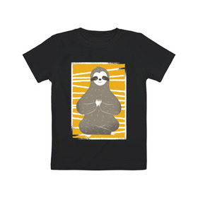 Детская футболка хлопок с принтом Ленивец Йога в Екатеринбурге, 100% хлопок | круглый вырез горловины, полуприлегающий силуэт, длина до линии бедер | Тематика изображения на принте: sloth | yoga | йога | ленивец | фитнес