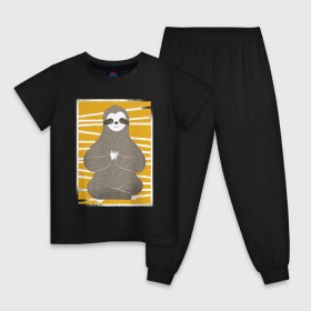 Детская пижама хлопок с принтом Ленивец Йога в Екатеринбурге, 100% хлопок |  брюки и футболка прямого кроя, без карманов, на брюках мягкая резинка на поясе и по низу штанин
 | sloth | yoga | йога | ленивец | фитнес