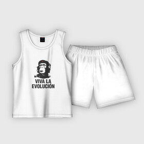 Детская пижама с шортами хлопок с принтом Да Здравствует Эволюция в Екатеринбурге,  |  | che guevara | deputa matre | evolution | дупута матре | куба | обезьяна | революция | свобода | че | че гевара | чегеварра | чигевара | эволюция