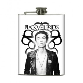 Фляга с принтом Black Veil Brides в Екатеринбурге, металлический корпус | емкость 0,22 л, размер 125 х 94 мм. Виниловая наклейка запечатывается полностью | Тематика изображения на принте: 