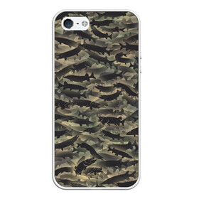 Чехол для iPhone 5/5S матовый с принтом Камуфляж с щуками в Екатеринбурге, Силикон | Область печати: задняя сторона чехла, без боковых панелей | камуфляж | милитари | паттерн | рыба | рыбак | рыбалка | рыбина | улов | хаки | щука