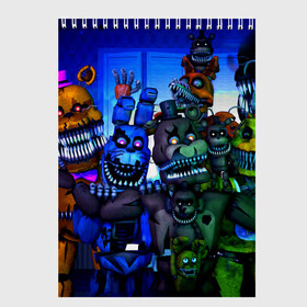 Скетчбук с принтом Five Nights At Freddys в Екатеринбурге, 100% бумага
 | 48 листов, плотность листов — 100 г/м2, плотность картонной обложки — 250 г/м2. Листы скреплены сверху удобной пружинной спиралью | five nights at freddys | foxy | аниматроники | игра | компьютерная игра | робот | фокси | фредди | чика