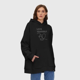 Худи SuperOversize хлопок с принтом BTS LOVE YOURSELF в Екатеринбурге, 70% хлопок, 30% полиэстер, мягкий начес внутри | карман-кенгуру, эластичная резинка на манжетах и по нижней кромке, двухслойный капюшон
 | bangtan boys | bt21 | bts | bts army | bts stickers | j hope | jimin | jin | jungkook | k pop | rap monster | rapmon | suga | v | бтс | корея | стикеры bts