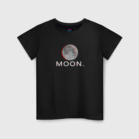 Детская футболка хлопок с принтом Moon. в Екатеринбурге, 100% хлопок | круглый вырез горловины, полуприлегающий силуэт, длина до линии бедер | glitch | glitchart | moon | neon | space | trend | глитч | космос | луна | мода | неон