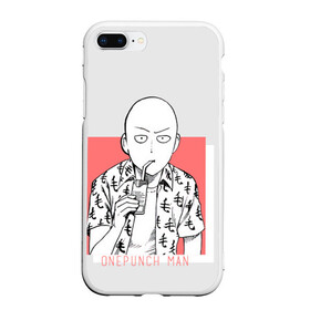 Чехол для iPhone 7Plus/8 Plus матовый с принтом Saitama (One-Punch Man) Ванпач в Екатеринбурге, Силикон | Область печати: задняя сторона чехла, без боковых панелей | ванпач | ванпачнем | оппаи