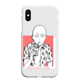 Чехол для iPhone XS Max матовый с принтом Saitama (One-Punch Man) Ванпач в Екатеринбурге, Силикон | Область печати: задняя сторона чехла, без боковых панелей | ванпач | ванпачнем | оппаи