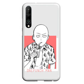 Чехол для Honor P30 с принтом Saitama (One-Punch Man) Ванпач в Екатеринбурге, Силикон | Область печати: задняя сторона чехла, без боковых панелей | Тематика изображения на принте: ванпач | ванпачнем | оппаи