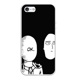 Чехол для iPhone 5/5S матовый с принтом Saitama (One-Punch Man) в Екатеринбурге, Силикон | Область печати: задняя сторона чехла, без боковых панелей | man | one punch | saitama | ванпач | ванпачмен | генос