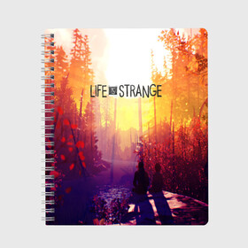 Тетрадь с принтом Life is Strange в Екатеринбурге, 100% бумага | 48 листов, плотность листов — 60 г/м2, плотность картонной обложки — 250 г/м2. Листы скреплены сбоку удобной пружинной спиралью. Уголки страниц и обложки скругленные. Цвет линий — светло-серый
 | caulfield | chloe price | game | kate marsh | life | life is strange | life is strange: before the storm | max | strange | две луны | игры | кейт марш | колфилд | макс | подростки | студенты