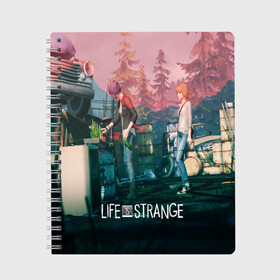 Тетрадь с принтом Life is Strange в Екатеринбурге, 100% бумага | 48 листов, плотность листов — 60 г/м2, плотность картонной обложки — 250 г/м2. Листы скреплены сбоку удобной пружинной спиралью. Уголки страниц и обложки скругленные. Цвет линий — светло-серый
 | caulfield | chloe price | game | kate marsh | life | life is strange | life is strange: before the storm | max | strange | две луны | игры | кейт марш | колфилд | макс | подростки | студенты