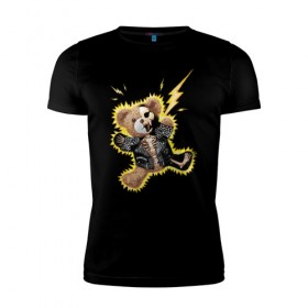 Мужская футболка премиум с принтом Electric bear в Екатеринбурге, 92% хлопок, 8% лайкра | приталенный силуэт, круглый вырез ворота, длина до линии бедра, короткий рукав | медведь | металл | мишка | молния | плюшевый мишка | рок | рокер | ток | электричество