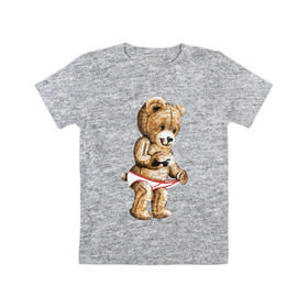 Детская футболка хлопок с принтом Nasty bear в Екатеринбурге, 100% хлопок | круглый вырез горловины, полуприлегающий силуэт, длина до линии бедер | медведь | мишка | плюшевый | селфи | тедди