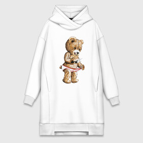 Платье-худи хлопок с принтом Nasty bear в Екатеринбурге,  |  | Тематика изображения на принте: медведь | мишка | плюшевый | селфи | тедди
