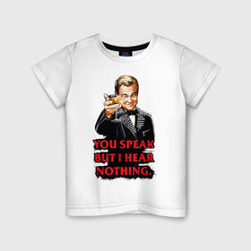 Детская футболка хлопок с принтом Gatsby в Екатеринбурге, 100% хлопок | круглый вырез горловины, полуприлегающий силуэт, длина до линии бедер | Тематика изображения на принте: leonardo dicaprio | the great gatsby | великий гэтсби | леонардо дикаприо