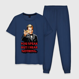 Мужская пижама хлопок с принтом Gatsby в Екатеринбурге, 100% хлопок | брюки и футболка прямого кроя, без карманов, на брюках мягкая резинка на поясе и по низу штанин
 | Тематика изображения на принте: leonardo dicaprio | the great gatsby | великий гэтсби | леонардо дикаприо
