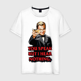 Мужская футболка хлопок с принтом Gatsby в Екатеринбурге, 100% хлопок | прямой крой, круглый вырез горловины, длина до линии бедер, слегка спущенное плечо. | leonardo dicaprio | the great gatsby | великий гэтсби | леонардо дикаприо