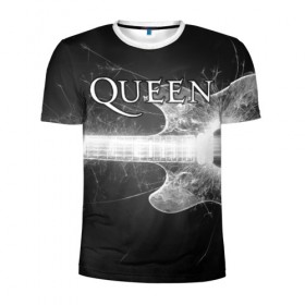 Мужская футболка 3D спортивная с принтом Queen в Екатеринбурге, 100% полиэстер с улучшенными характеристиками | приталенный силуэт, круглая горловина, широкие плечи, сужается к линии бедра | queen | брайан мэи | британская | группа | джон дикон | королева | роджер тейлор | рок | фредди меркьюри
