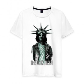 Мужская футболка хлопок с принтом American Dream в Екатеринбурге, 100% хлопок | прямой крой, круглый вырез горловины, длина до линии бедер, слегка спущенное плечо. | 