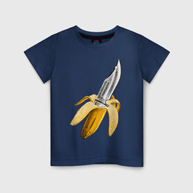 Детская футболка хлопок с принтом BANANA в Екатеринбурге, 100% хлопок | круглый вырез горловины, полуприлегающий силуэт, длина до линии бедер | banana | knife | pop art | банан | нож | оружие | поп арт