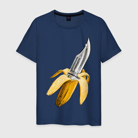 Мужская футболка хлопок с принтом BANANA в Екатеринбурге, 100% хлопок | прямой крой, круглый вырез горловины, длина до линии бедер, слегка спущенное плечо. | banana | knife | pop art | банан | нож | оружие | поп арт