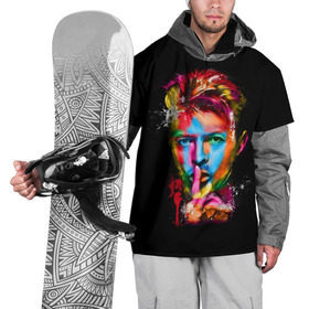 Накидка на куртку 3D с принтом Дэвид Боуи в Екатеринбурге, 100% полиэстер |  | Тематика изображения на принте: bowie | david bowie | david robert jones | ziggy stardust | боуи | дэвид боуи | музыка | рок