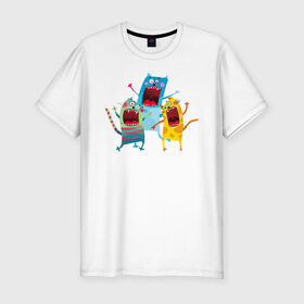 Мужская футболка премиум с принтом Банзай в Екатеринбурге, 92% хлопок, 8% лайкра | приталенный силуэт, круглый вырез ворота, длина до линии бедра, короткий рукав | black | cat | cool | creative | cry | dark | design | halloween | hype | kitten | supreme | vanguard | авангард | дизайн | кот | котенок | кошка | креатив | крик | круто | темный | хайп | хэллоуин | черный