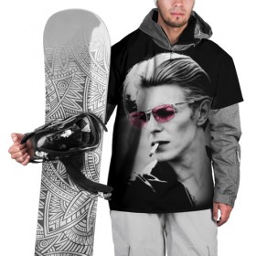 Накидка на куртку 3D с принтом Дэвид Боуи в Екатеринбурге, 100% полиэстер |  | bowie | david bowie | david robert jones | ziggy stardust | боуи | дэвид боуи | музыка | рок