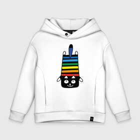 Детское худи Oversize хлопок с принтом Rainbow cat в Екатеринбурге, френч-терри — 70% хлопок, 30% полиэстер. Мягкий теплый начес внутри —100% хлопок | боковые карманы, эластичные манжеты и нижняя кромка, капюшон на магнитной кнопке | black | cat | cool | creative | dark | design | halloween | hype | kitten | rainbow | vanguard | авангард | дизайн | кот | котенок | кошка | креатив | круто | радуга | темный | хайп | хэллоуин | черный