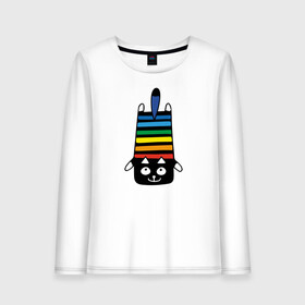 Женский лонгслив хлопок с принтом Rainbow cat в Екатеринбурге, 100% хлопок |  | black | cat | cool | creative | dark | design | halloween | hype | kitten | rainbow | vanguard | авангард | дизайн | кот | котенок | кошка | креатив | круто | радуга | темный | хайп | хэллоуин | черный