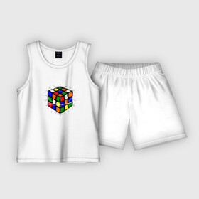Детская пижама с шортами хлопок с принтом Кубик Рубика в Екатеринбурге,  |  | mathematica | магия. формулы | математик | математика | наука | технарь