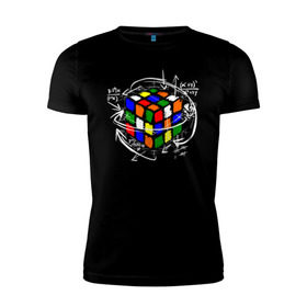 Мужская футболка премиум с принтом Кубик Рубика в Екатеринбурге, 92% хлопок, 8% лайкра | приталенный силуэт, круглый вырез ворота, длина до линии бедра, короткий рукав | mathematica | магия. формулы | математик | математика | наука | технарь