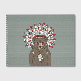 Альбом для рисования с принтом Медведь индеец в Екатеринбурге, 100% бумага
 | матовая бумага, плотность 200 мг. | animal | bear | braids | feathers | in | взгляд | голова | графика | дикий | животное | индеец | ирокез | картинка | косы | красивый | крутой | лучший | медведь | мода | модный | молодёжная | орнамент | перья | природа