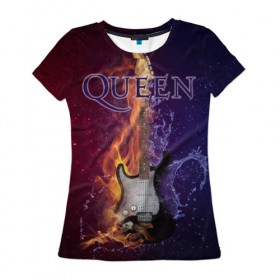 Женская футболка 3D с принтом Queen в Екатеринбурге, 100% полиэфир ( синтетическое хлопкоподобное полотно) | прямой крой, круглый вырез горловины, длина до линии бедер | queen | брайан мэи | британская | группа | джон дикон | королева | роджер тейлор | рок | фредди меркьюри