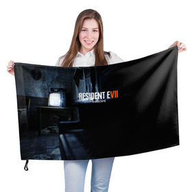 Флаг 3D с принтом RESIDENT EVIL 7 в Екатеринбурге, 100% полиэстер | плотность ткани — 95 г/м2, размер — 67 х 109 см. Принт наносится с одной стороны | 