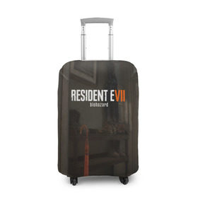 Чехол для чемодана 3D с принтом Resident Evil 7 в Екатеринбурге, 86% полиэфир, 14% спандекс | двустороннее нанесение принта, прорези для ручек и колес | 